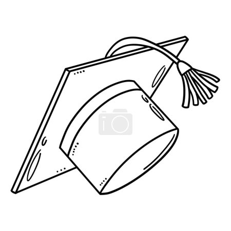 Illustration for A cute and funny coloring page for my Graduation Cap. Provides hours of coloring fun for children. Color, this page is very easy. Suitable for little kids and toddlers. - Royalty Free Image