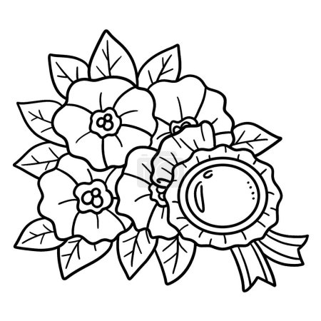 Illustration for A cute and funny coloring page for Flower Bouquet with Ribbon. Provides hours of coloring fun for children. Color, this page is very easy. Suitable for little kids and toddlers. - Royalty Free Image