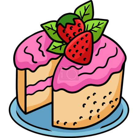 Téléchargez les illustrations : Ce clipart de dessin animé montre une illustration de gâteau tranché. - en licence libre de droit