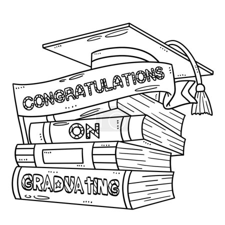 Illustration for A cute and funny coloring page of a Congratulations on Graduating. Provides hours of coloring fun for children. Color, this page is very easy. Suitable for little kids and toddlers. - Royalty Free Image