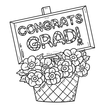 Illustration for A cute and funny coloring page of a Congrats Grad. Provides hours of coloring fun for children. Color, this page is very easy. Suitable for little kids and toddlers. - Royalty Free Image