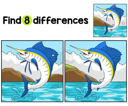 Finden oder finden Sie die Unterschiede auf dieser Aktivitätsseite Sail Fish Animal kids. Ein lustiges und lehrreiches Puzzlespiel für Kinder.