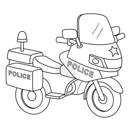 Illustration for A cute and funny coloring page of a Police Motorcycle. Provides hours of coloring fun for children. Color, this page is very easy. Suitable for little kids and toddlers. - Royalty Free Image
