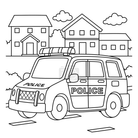 A cute and funny coloring page of a Police Car. Provides hours of coloring fun for children. Color, this page is very easy. Suitable for little kids and toddlers.