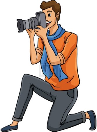 Illustration for This cartoon clipart shows a Photographer illustration. - Royalty Free Image