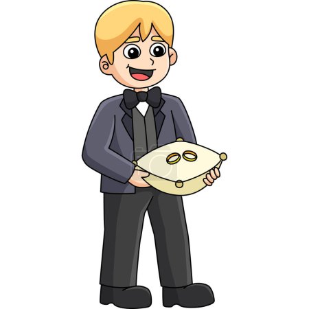 Illustration for This cartoon clipart shows a Wedding Ring Bearer illustration. - Royalty Free Image
