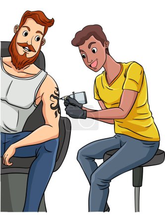 Illustration for This cartoon clipart shows a Tattoo Artist illustration. - Royalty Free Image