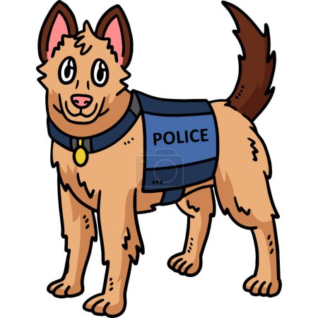 Illustration pour Ce clipart de bande dessinée montre une illustration de chien de police. - image libre de droit