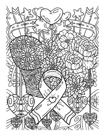Illustration for A cute and beautiful coloring page of a Bra in pink flowers. Provides hours of coloring fun for adults. - Royalty Free Image