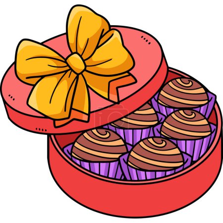 Ilustración de Este clipart de dibujos animados muestra una ilustración de Caja de Chocolates. - Imagen libre de derechos