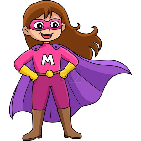 Este clipart de dibujos animados muestra una ilustración del Día de las Madres Supermamá.