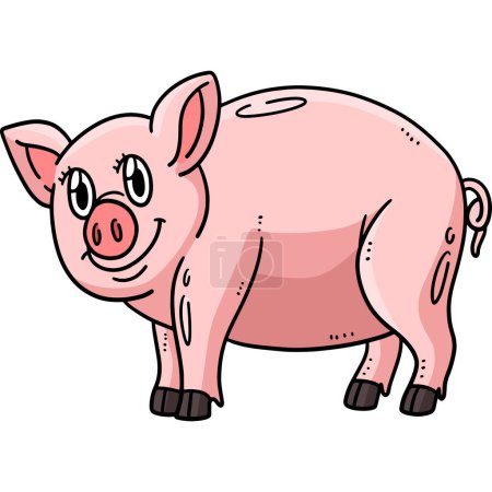 Illustration for This cartoon clipart shows a Mother Pig illustration. - Royalty Free Image