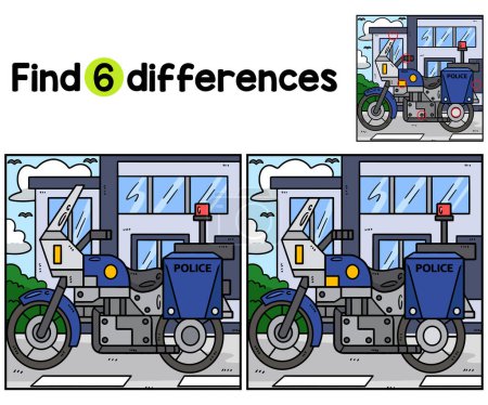 Find or spot the differences on this Police, Motorcycle Kids activity page. A funny and educational puzzle-matching game for children.