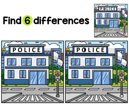 Find or spot the differences on this Police Station kids activity page. A funny and educational puzzle-matching game for children.