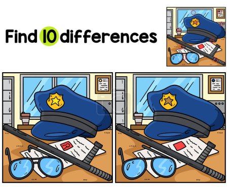 Find or spot the differences on this Police Hat And Baton Kids activity page. A funny and educational puzzle-matching game for children.