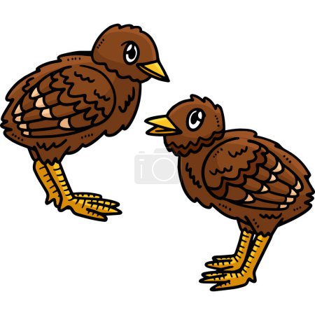 Illustration for This cartoon clipart shows a Two Baby Turkey illustration. - Royalty Free Image