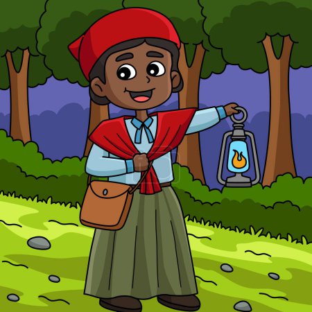 Illustration for This cartoon clipart shows a Harriet Tubman of Juneteenth illustration. - Royalty Free Image