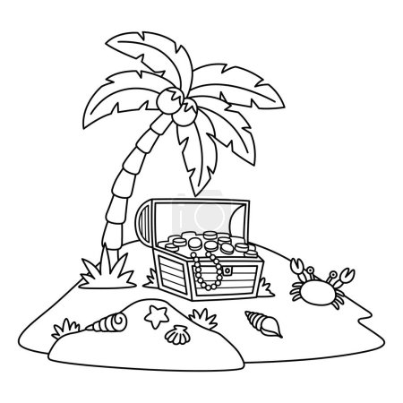 Illustration for A cute and funny coloring page of an Island. Provides hours of coloring fun for children. Color, this page is very easy. Suitable for little kids and toddlers. - Royalty Free Image