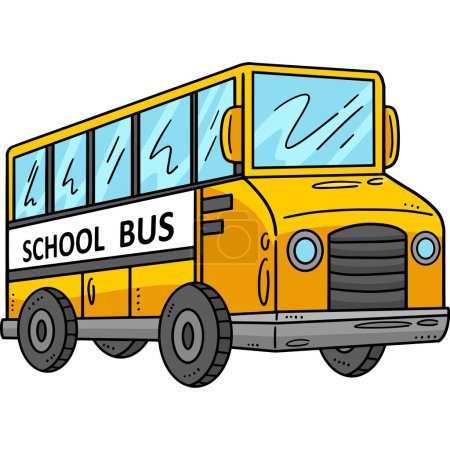 Illustration for This cartoon clipart shows a School Bus illustration. - Royalty Free Image