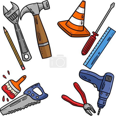 Illustration for This cartoon clipart shows a Construction Tools illustration. - Royalty Free Image
