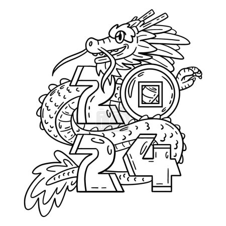 A cute and funny coloring page for a Year of the Dragon 2024. Provides hours of coloring fun for children. Color, this page is very easy. Suitable for little kids and toddlers.