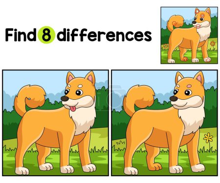 Find or spot the differences on this Shiba Inu kids activity page. A funny and educational puzzle-matching game for children.