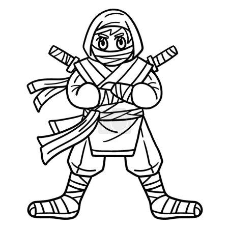 Téléchargez les illustrations : Une page à colorier mignonne et drôle d'un Ninja avec Ninjato. Fournit des heures de plaisir de coloration pour les enfants. Couleur, cette page est très facile. Convient aux petits enfants et aux tout-petits. - en licence libre de droit