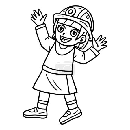 Illustration for A cute and funny coloring page of Child with Firefighter Hat. Provides hours of coloring fun for children. To color, this page is very easy. Suitable for little kids and toddlers. - Royalty Free Image