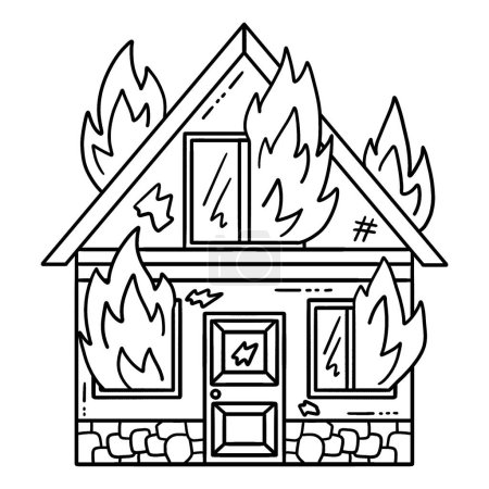 A cute and funny coloring page of Burning House. Provides hours of coloring fun for children. To color, this page is very easy. Suitable for little kids and toddlers.