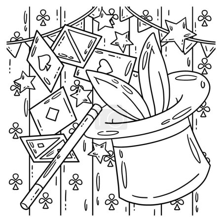 Illustration for A cute and funny coloring page of a Magician Top Hat. Provides hours of coloring fun for children. To color, this page is very easy. Suitable for little kids and toddlers. - Royalty Free Image