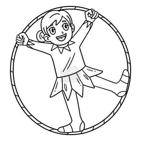 Illustration for A cute and funny coloring page of a Circus Female Acrobat. Provides hours of coloring fun for children. To color, this page is very easy. Suitable for little kids and toddlers. - Royalty Free Image