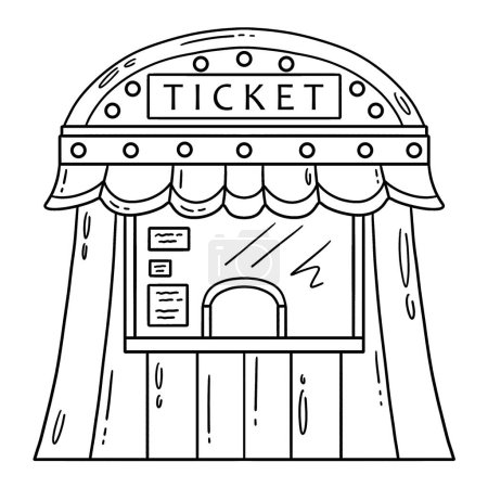 Illustration for A cute and funny coloring page of a Circus Ticket Booth. Provides hours of coloring fun for children. To color, this page is very easy. Suitable for little kids and toddlers. - Royalty Free Image