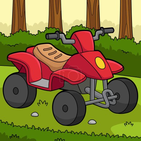 Illustration for This cartoon clipart shows a Quad Bike Vehicle illustration. - Royalty Free Image