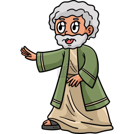 Téléchargez les illustrations : Ce clipart de dessin animé montre une illustration de Moïse. - en licence libre de droit