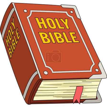 Téléchargez les illustrations : Ce clipart de bande dessinée montre une illustration de la Sainte Bible. - en licence libre de droit