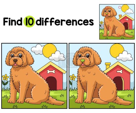 Téléchargez les illustrations : Trouvez ou repérez les différences sur cette page d'activité Goldendoodle Dog Kids. C'est un jeu de puzzle drôle et éducatif correspondant pour les enfants. - en licence libre de droit