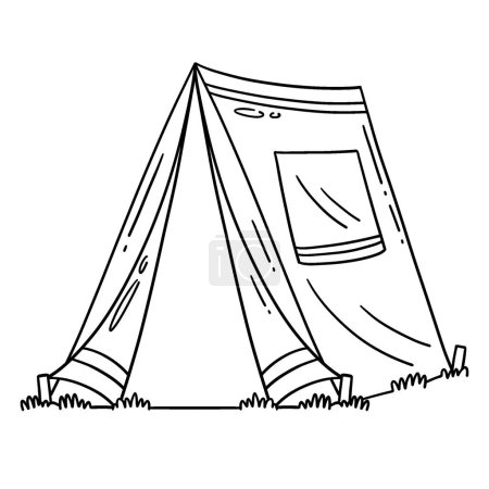Illustration for A cute and funny coloring page of a Camping, Tent. Provides hours of coloring fun for children. To color, this page is very easy. Suitable for little kids and toddlers. - Royalty Free Image