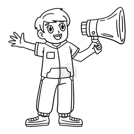 Illustration for A cute and funny coloring page of a Cheerleading Male Choreographer. Provides hours of coloring fun for children. To color, this page is very easy. Suitable for little kids and toddlers. - Royalty Free Image
