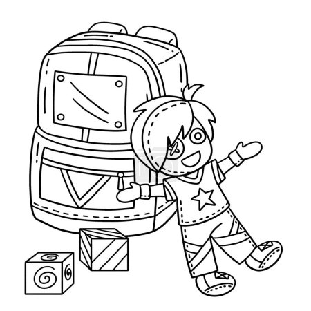 Illustration for A cute and funny coloring page of a Cheerleading Boy Cheerleader Plushie. Provides hours of coloring fun for children. To color, this page is very easy. Suitable for little kids and toddlers. - Royalty Free Image