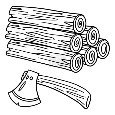 A cute and funny coloring page of Logs, and Ax. Provides hours of coloring fun for children. To color, this page is very easy. Suitable for little kids and toddlers.