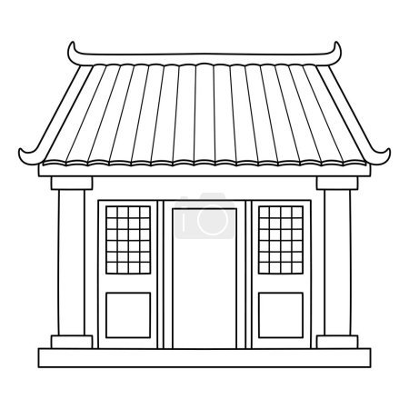 Ilustración de Una página para colorear lindo y divertido de un templo chino. Proporciona horas de diversión para colorear para los niños. Para colorear, esta página es muy fácil. Apto para niños pequeños y niños pequeños. - Imagen libre de derechos
