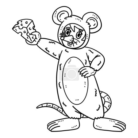 Illustration for A cute and funny coloring page of a Circus Man in a Mouse Costume. Provides hours of coloring fun for children. To color, this page is very easy. Suitable for little kids and toddlers. - Royalty Free Image