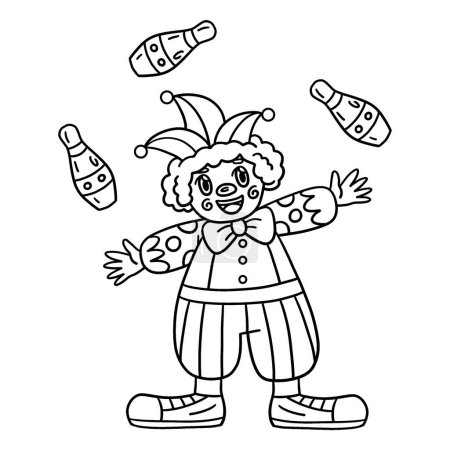 A cute and funny coloring page of a Circus Clown Juggling Pins. Provides hours of coloring fun for children. To color, this page is very easy. Suitable for little kids and toddlers.
