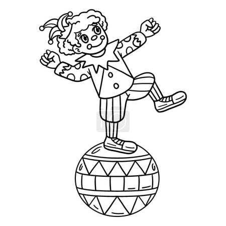 Illustration for A cute and funny coloring page of a Clown on Circus Ball. Provides hours of coloring fun for children. To color, this page is very easy. Suitable for little kids and toddlers. - Royalty Free Image