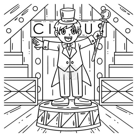 Illustration for A cute and funny coloring page of Circus Ring Master. Provides hours of coloring fun for children. To color, this page is very easy. Suitable for little kids and toddlers. - Royalty Free Image