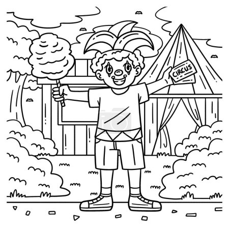 Illustration for A cute and funny coloring page of a Circus Child in Clown Makeup. Provides hours of coloring fun for children. To color, this page is very easy. Suitable for little kids and toddlers. - Royalty Free Image