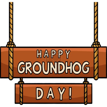 Illustration for This cartoon clipart shows a Happy Groundhog Day illustration. - Royalty Free Image