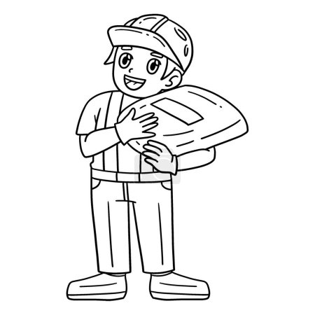 A cute and funny coloring page of a Construction Worker Hauling Cement. Provides hours of coloring fun for children. To color, this page is very easy. Suitable for little kids and toddlers.