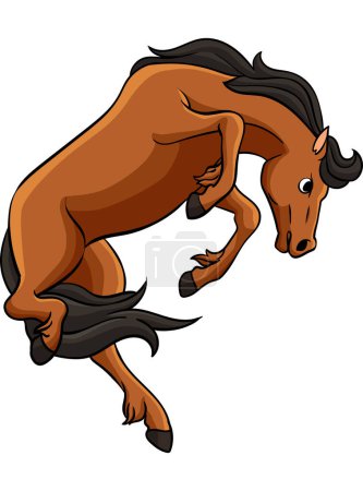 Téléchargez les illustrations : Ce clipart de bande dessinée montre une illustration Cowboy Wild Horse. - en licence libre de droit