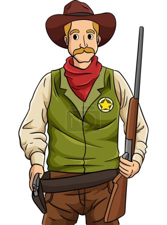 Illustration for This cartoon clipart shows a Cowboy Sheriff illustration. - Royalty Free Image